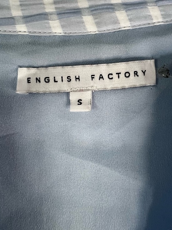 English Factory Gingham Tiered Midi Dress Bow Tie Sleeves S - Picture 2 of 9